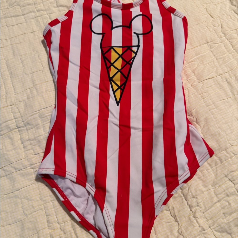 Hanna Andersson Red and White Mickey Striped Swimwear